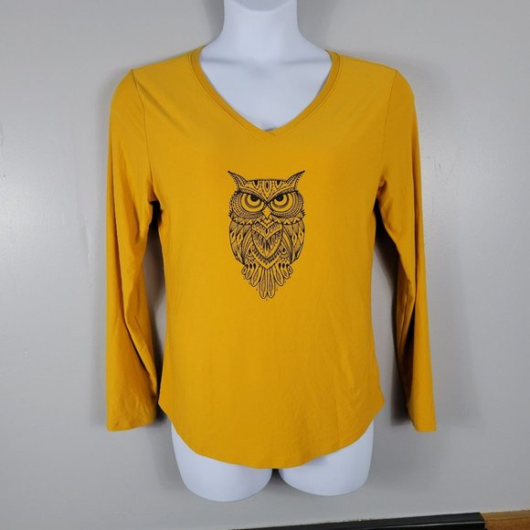 Very cute blouse, new condition & comfortable material. Med Long Sleeve Owl top - Picture 6 of 8